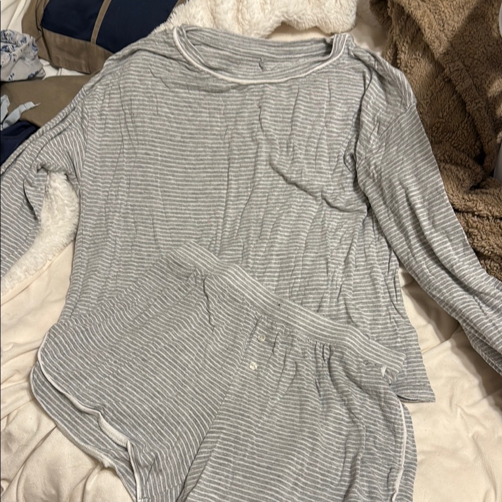 Stars Above Gray Pajama Set Soft Knit Sleepwear